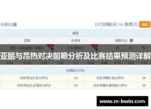 亚眠与昂热对决前瞻分析及比赛结果预测详解